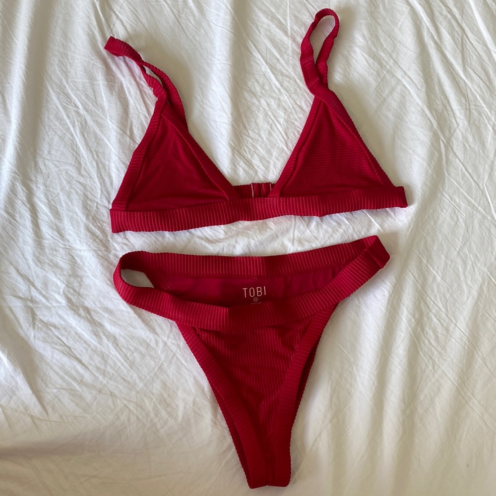 Red Tobi Ribbed swimsuit